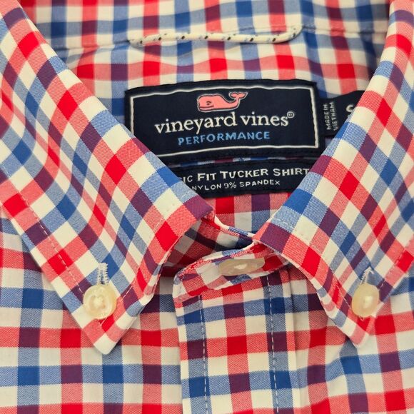 Vineyard Vines Performance Mens Small Tucker Shirt Classic Fit Stretch Gingham - Picture 2 of 9